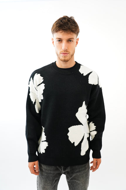 Sweat Black "White Flowers"