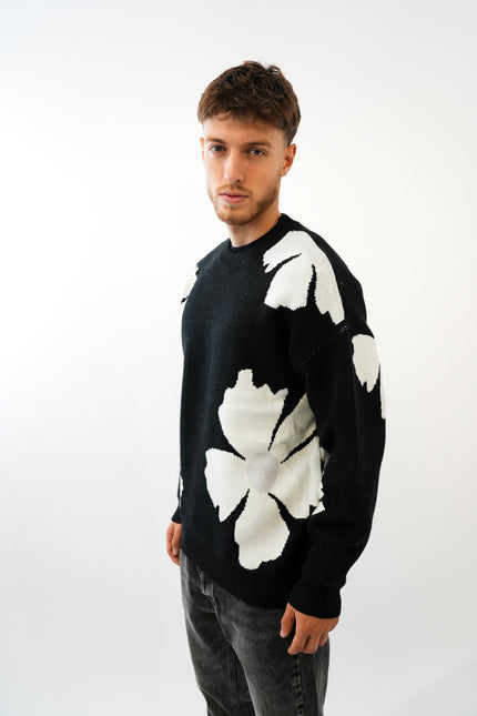 Sweat Black "White Flowers"