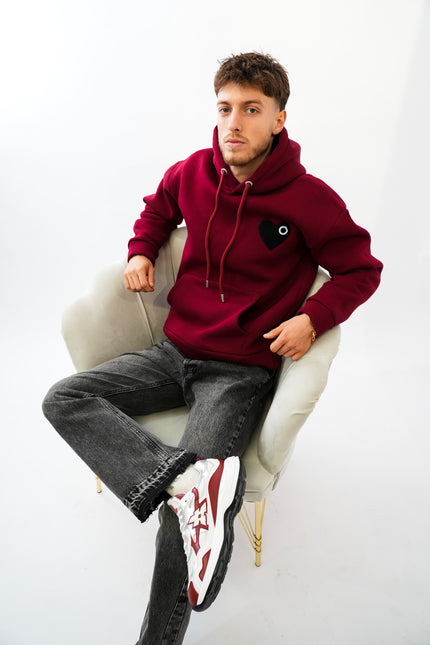 Hoodie Hart Donkerrood